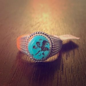 Natural Black Turquoise Stone 925 Silver Ring size 15 to 16